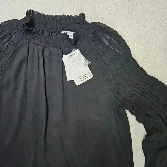 Nordstrom Rack DR2 Long balloon Sleeve Blouse Top sheer lined Size Medium NWT - Picture 2 of 11